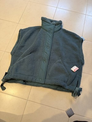 Free People Movement Scout It Out Fleece Vest Sherpa Vest Size XS Midnight Jade