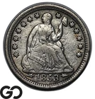 1853 Seated Liberty Half Dime w/ Arrows