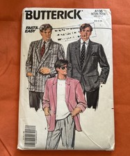 Butterick 4135 Men's Jacket Pattern XS-S-M 1980s Fast & Easy, Vintage