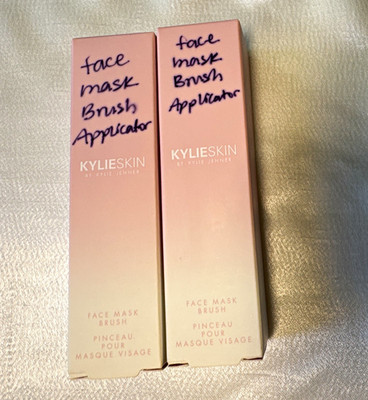 Kylie Skin Face Mask Brush Applicator Set of 2 Flat Pink Silver White