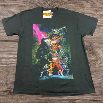 Godzilla Vs. Mighty Morphin Power Rangers Graphic T-Shirt Adult Size Large