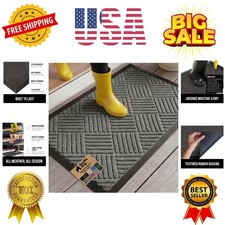 100 Waterproof All-Season WeatherMAX Doormat Designed Natural Rubber, Stain...