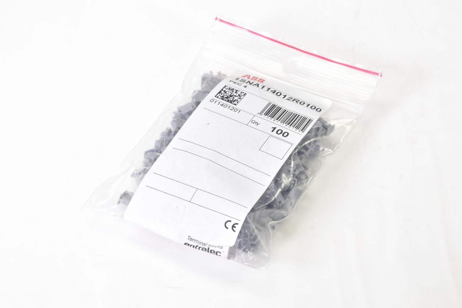 ABB 1SNA114012R0100, PEC 4, terminal block marker holder, (1PU=100Pcs.)