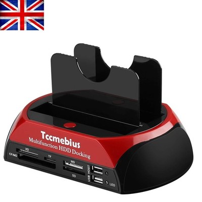Vielseitige Dual SATA IDE Dockingstation mit integriertem Kartenleser & USB-Hub
