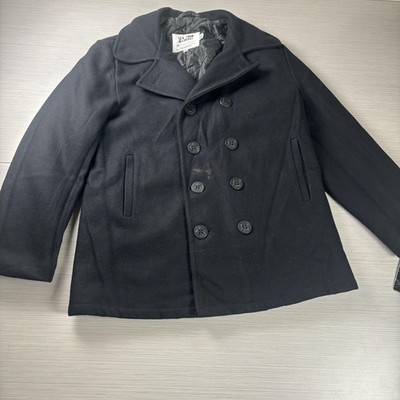 ショット ピーコート NYC U.S. 740N Pea Jacket 40 Schott NYC Coat Mens 40 Black Wool Pea Jacket Peacoat US Navy Made
