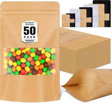 50 Pack Resealable Bags, Stand up Pouches with Window, 3.5X5.5In