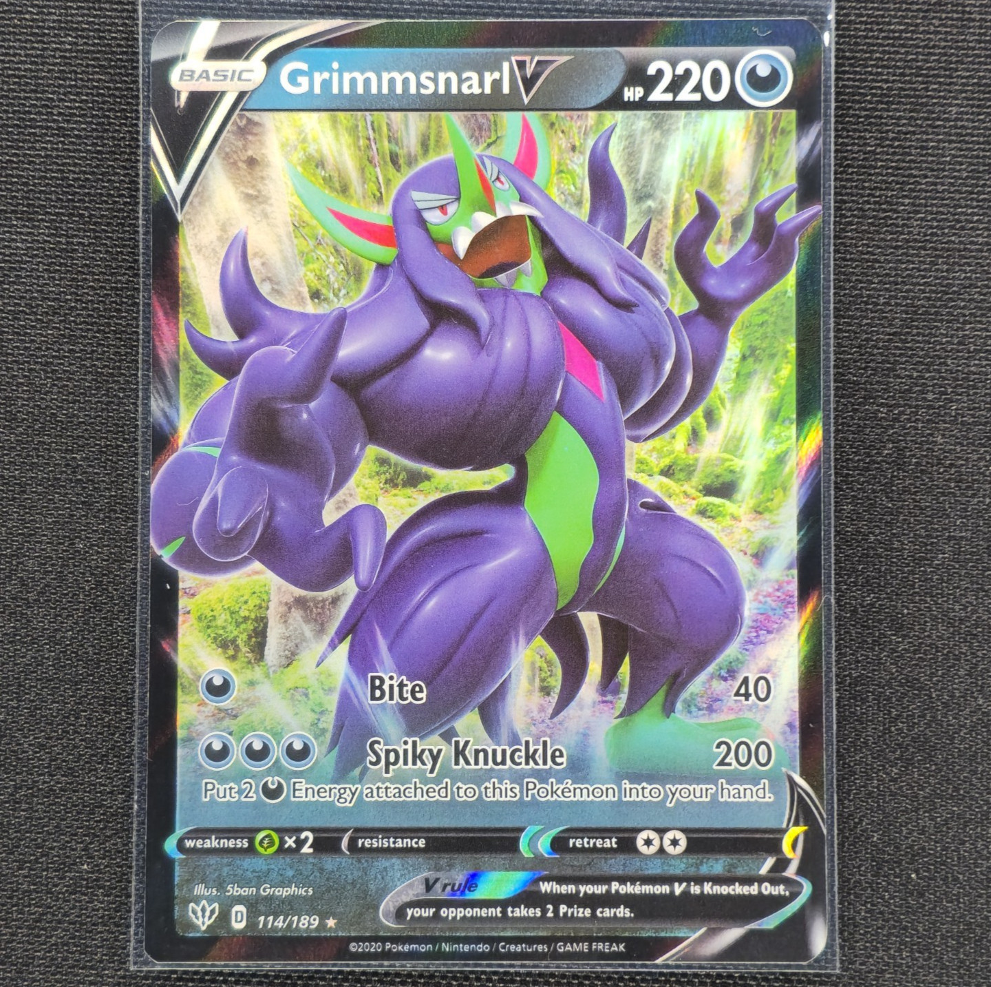 Grimmsnarl V - 114/189 - Ultra Rare - Darkness Ablaze - Pokemon Card - NM/M