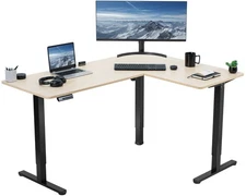 VIVO Light Wood / Black Electric 63" x 47" Corner Standing Desk