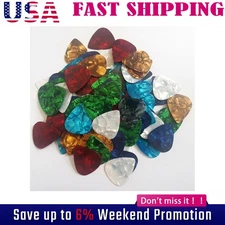 100pcs Guitar Picks Acoustic Electric Plectrums Celluloid Assorted Colors #