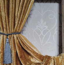 Vintage Door Curtain. Yellow Crushed Velvet. 103cm W x 178cmL, 41" x 70"D. Lined