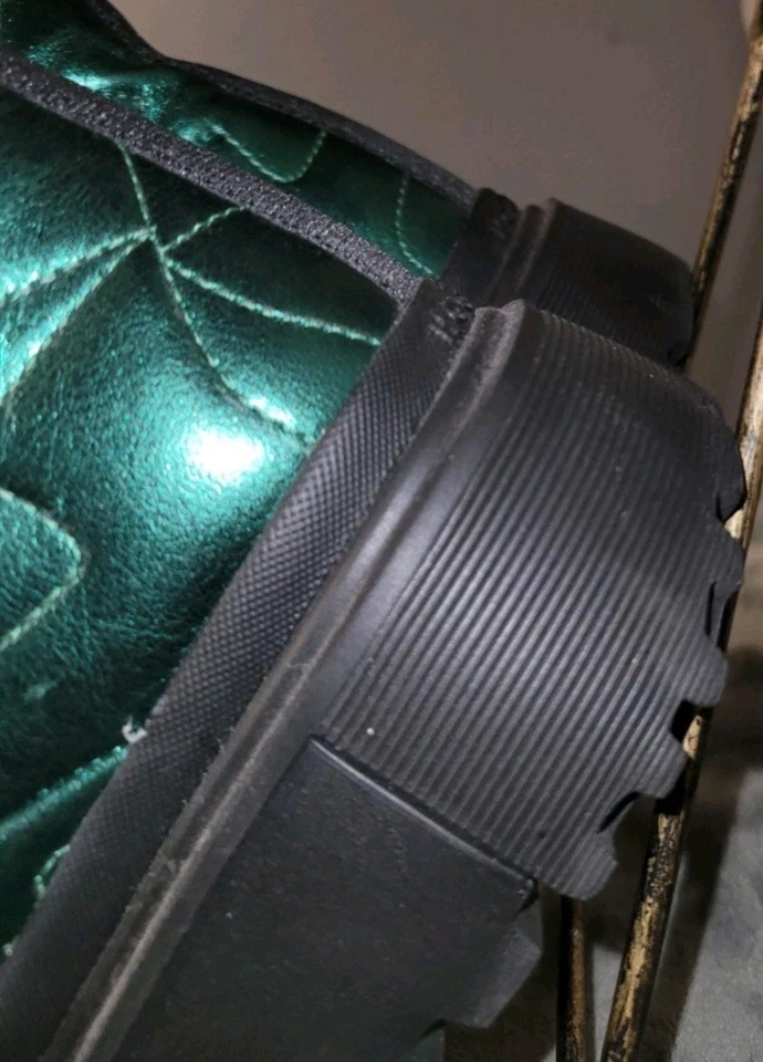 Botas robustas verde esmeralda Hogan's com padrão acolchoado 6,5 - Imagem 2 de 4