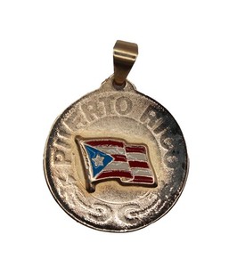 Authentic Puerto Rico Flag Pendant with 22 inch Chain 18k Gold Plated - Pto Rico Flag