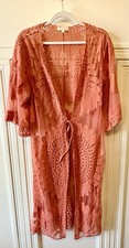 BEAUTIFUL FLORAL LACE KIMONO DUSTER SWIMSUIT COVERUP - SIZE LARGE