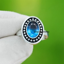 Blue Topaz Gemstone 925 sterling silver handmade Gift Ring US size 5 to 13