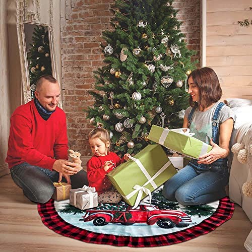 Vánoční sukně ORTIGIA 48 palců - červeno-černá buvolí kostkovaná sukně s volánkovým okrajem, farmářský vintage styl