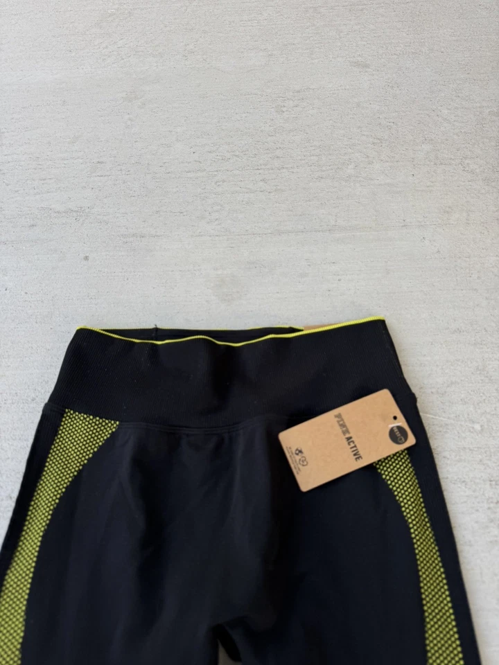 Leggings ajustados ROSA Active cintura alta sin costuras para mujer negros/amarillos, talla M/M nuevos con etiquetas Foto 4 de 4