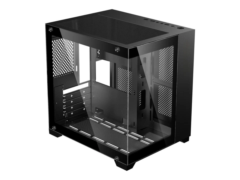 DIYPC DIY-CUBE01-BK Black USB3.0 Tempered Glass Micro ATX Gaming Computer Case - Image 2 of 4