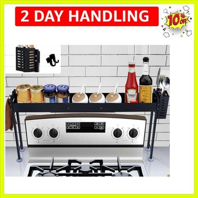 Over Stove Spice Shelf for Kitchen Spice Rack Organizer with Extra Black Bask...