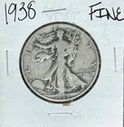 1938 WALKING LIBERTY SILVER HALF DOLLAR ~ FINE  ~NICE COIN ~90% SILVER