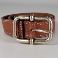 Banana Republic Brown Italian Leather Belt Womens Medium Silver Buckle USA