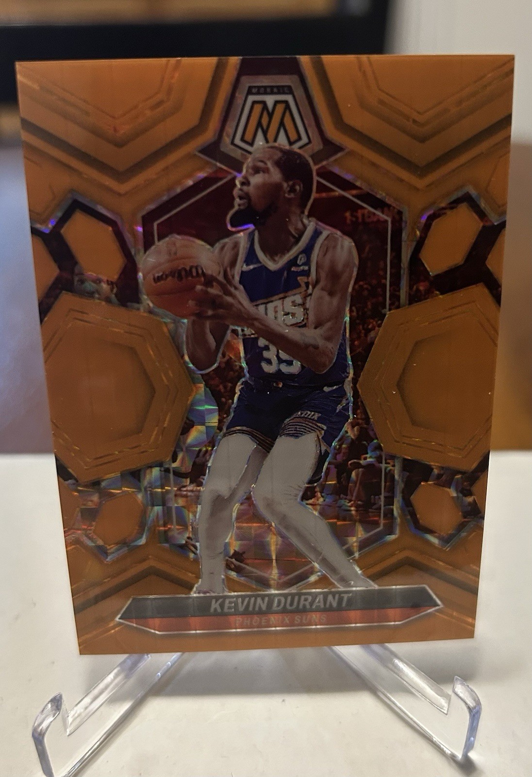 2023-24 Panini Mosaic Kevin Durant #180 Fluorescent Orange Mosaic Prizm /25