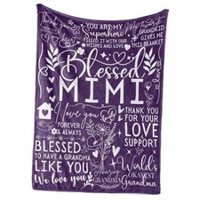 Mimi Gifts for Grandma on Mothers Day, Soft Flannel Blanket, 65 x 50 inches