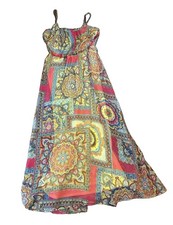 Boho Maxi Paisley Vibrant Womens Dress S Patchwork Festival Gypsy Summer Resort