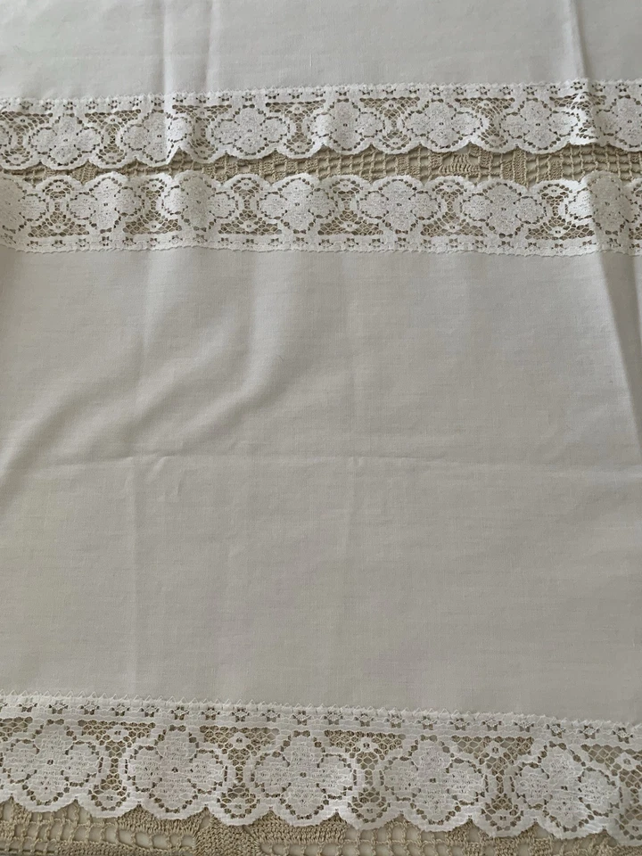2 Dresser Scarf Table Runners 40 x 14" White Vintage Lace-Trimmed - Image 4 of 4