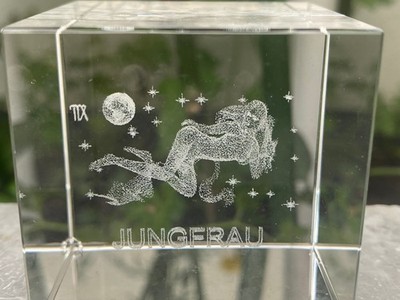 Glas Kristallquader 3D-Laser Deko Sternzeichen Jungfrau Virgo 