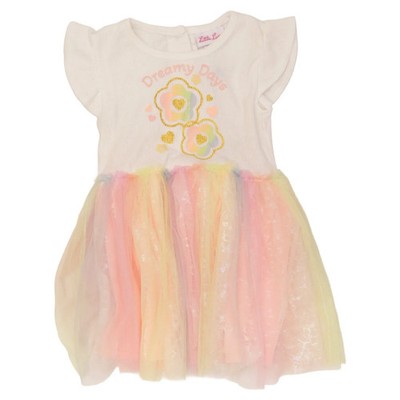 Little Lass, Kleid, Größe: 86, Weiß/Pink/Gelb/Mehrfarbig #ZvR