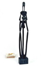 Abstract African Wood Sculpture Wood Carving Signed 1950s R1019