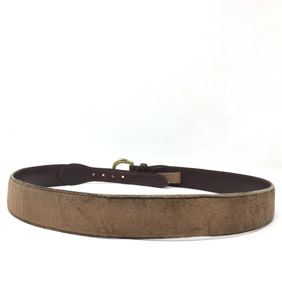 Cinto social Trafalgar masculino tamanho 34 marrom camurça acabamento de crocodilo genuíno vintage EUA - Imagem 3 de 4