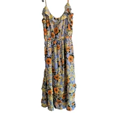 Sienna Sky Sundress Small Floral Ruffle Romantic Spring Fairy Chiffon Tiered Coq