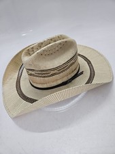 JUSTIN BENT RAIL VENTED BROWN STRAW COWBOY HAT SIZE 7