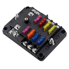 6 Way Fuse Block W/Negative Bus - ATC/ATO 6 Circuit Fuse Box with Ground, wit...