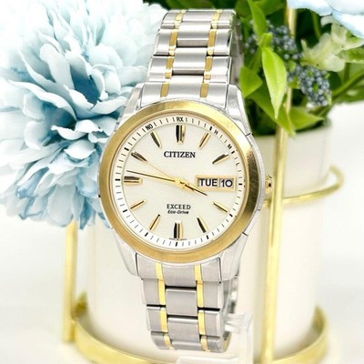 Citizen EXCEED H10B-T015638 Solar Radio Men's Watch Gold Silver Japan Analog