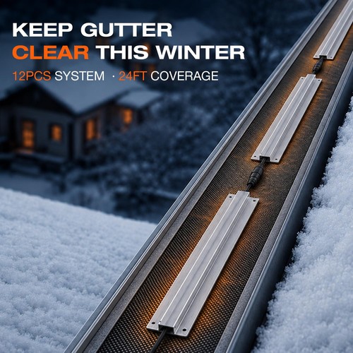 12 Pcs 24 Ft Roof Gutter Guard Heating Cable De-Icing Kit to Prevent ...