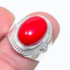 Red Coral Gemstone Handmade 925 Sterling Silver All Size Ring For Gift