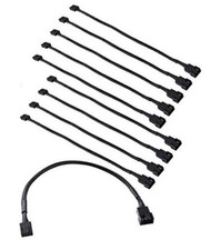 12" Case Fan Extension Cable, PWM Fan Cable Extension, 3 pin 4 pin 10-Pack