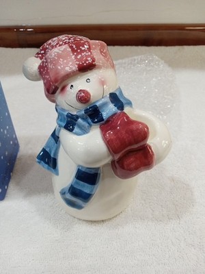 Cracker Barrel Porcelain Snowman Candle Holder