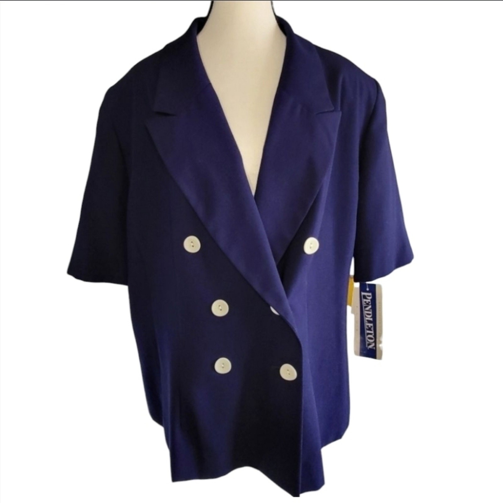 Vtg Pendleton Shortsleeve NWT Double Breasted Blu… - image 1