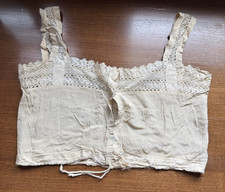 Antique Edwardian Corset Cover Camisole Eyelet Lace Silk Delicate Lingerie