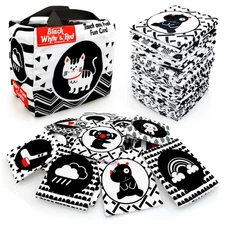 Black and White Flash Cards for Baby Vision Development Soft Cloth 24 Cards