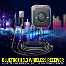 Bluetooth 5.3 Car Wireless Receiver Adapter Stereo Audio 3.5mm AUX Hands-Free