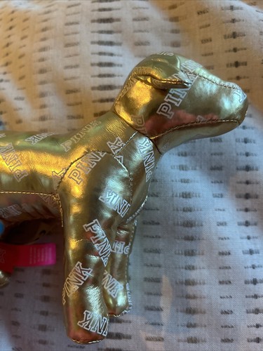VICTORIA'S SECRET STUFFED DOG, Gold Metallic White "PINK" - Picture 4 of 5