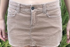 Y2K Abercrombie  Fitch Corduroy Tan/Brown 2000's Mini Skirt Size 4 Raw Hem   