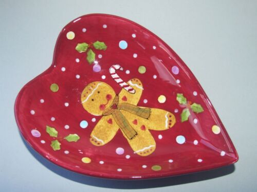A Gates Ware Heart Shaped Gingerbread Man Ceramic Dish - Picture 1 of 5