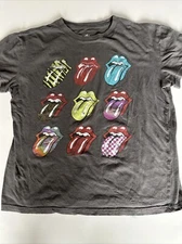 The Rolling Stones Shirt Womens Size M Gray Short Sleeve Oversize Boxy Tongue