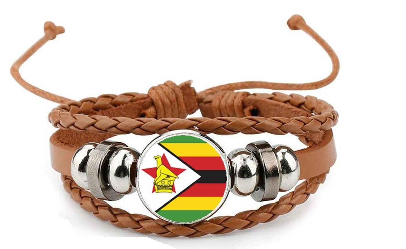 Zimbabwe Brown Leather Bracelet And Velvet Gift Bag