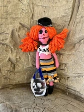 Handmade PUNK skeleton rag doll mini